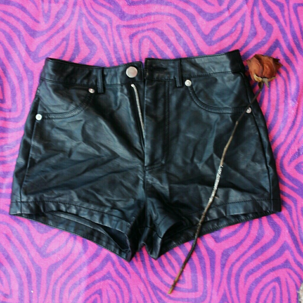 Leather high waisted shorts